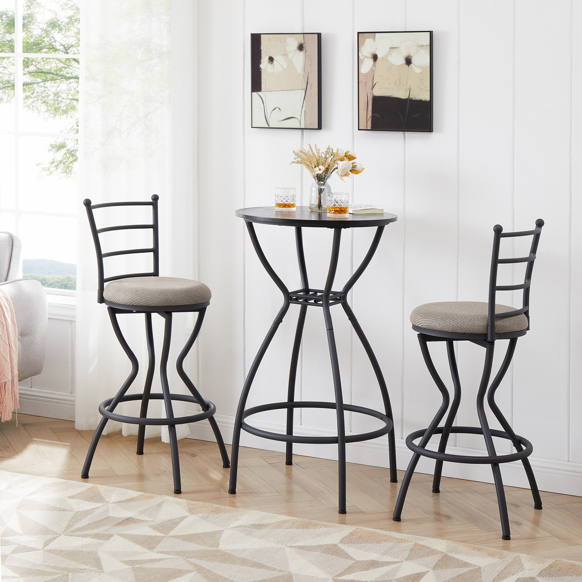 Williston Forge bar table and chairs set for dining room industrial ...